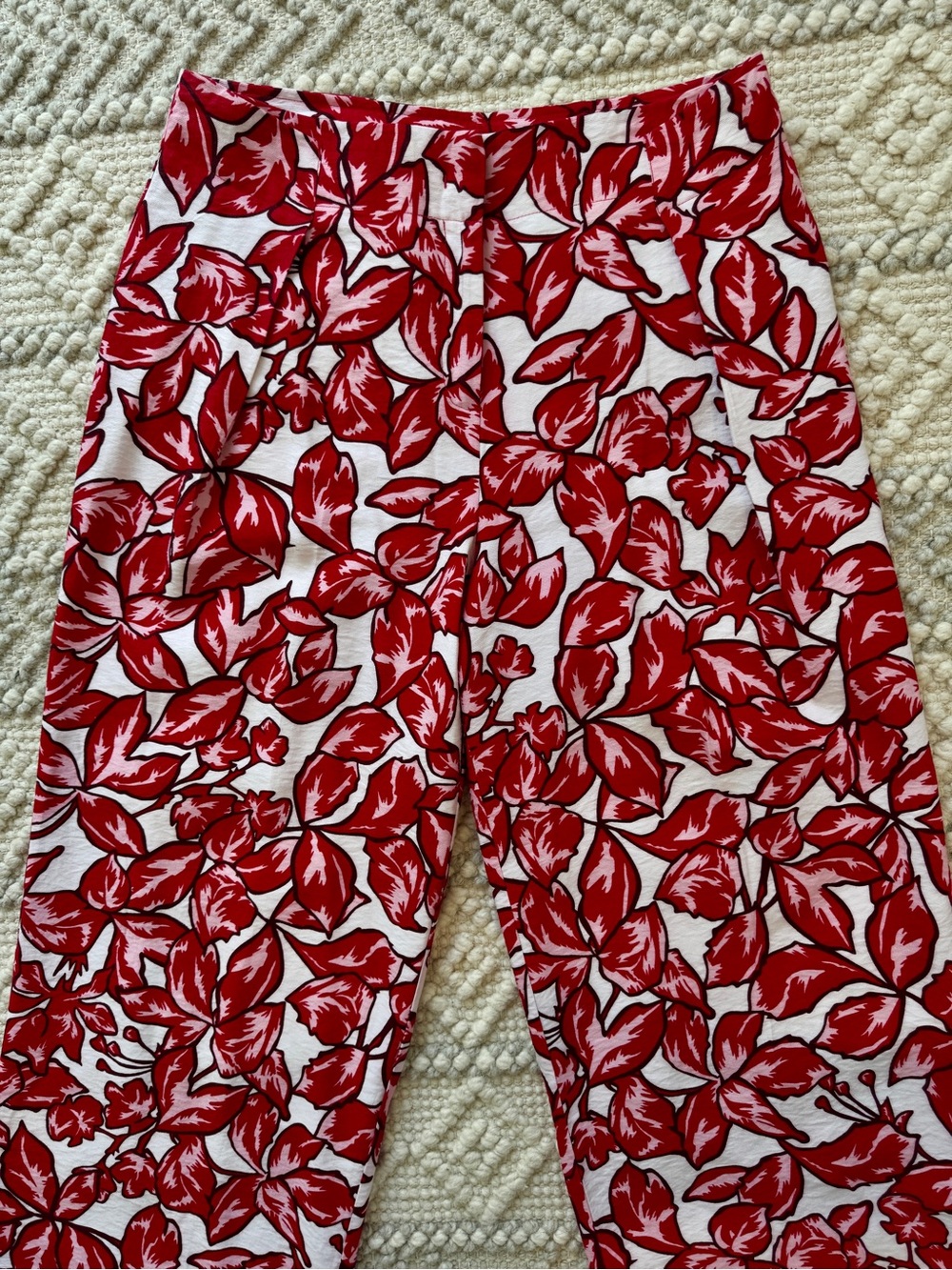 Red Pink Floral Wide-Leg Pants - Lightweight Summer Style - Picture 7 of 16